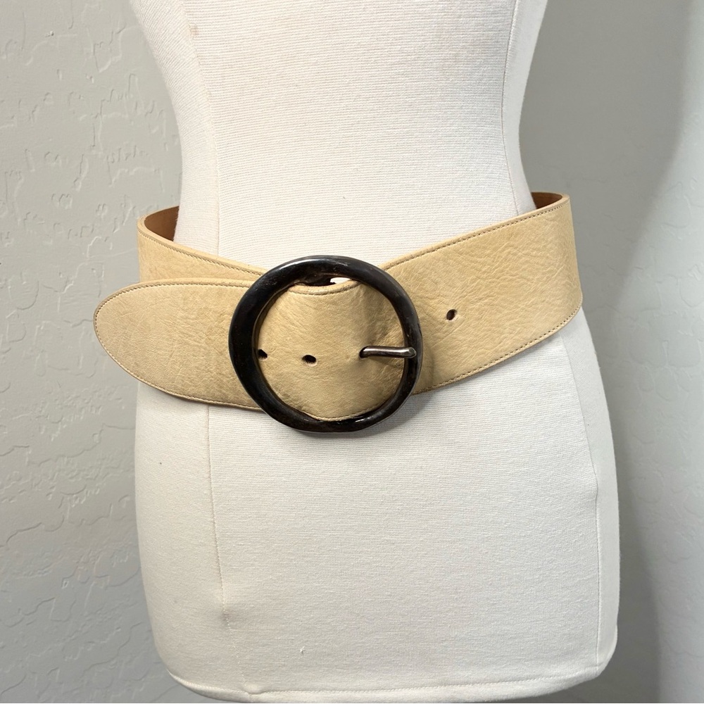 Jenny‎ And The Boys Cream Color Leather Belt Size Small